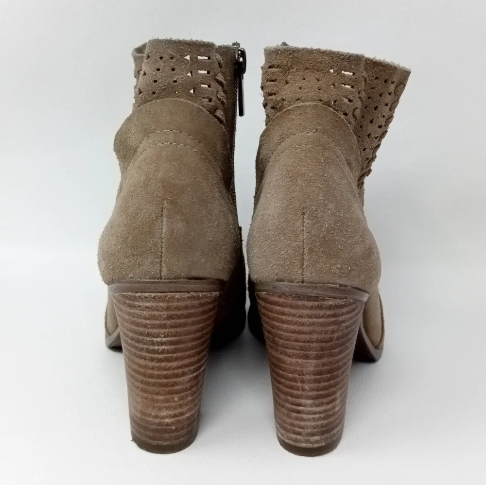 Vince Camuto Fenyia Tan Foxy Verona Bootie Suede Stacked Heel Boots - Picture 8 of 11